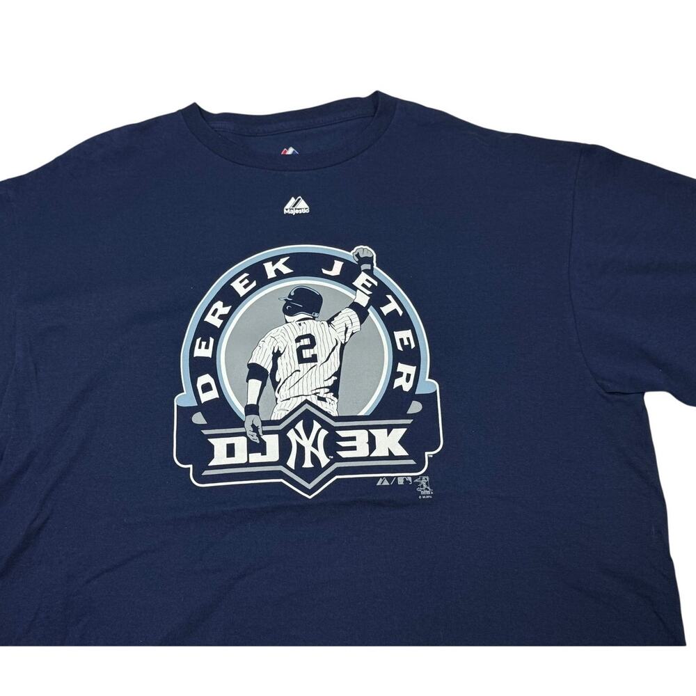 Majestic Derek Jeter New York Yankees Blue Shirt Size XL DJ3K Y2K Vintage